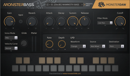 MonsterDAW MONSTER Bass v1.0 x32 x64 VST AU WiN MAC