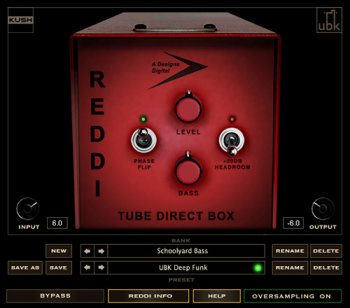 传奇电子管甜蜜低音DI盒 – Kush Audio REDDI v1.0.3 WIN